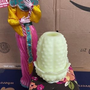Fenton Hobnail Custard Fairy Lamp